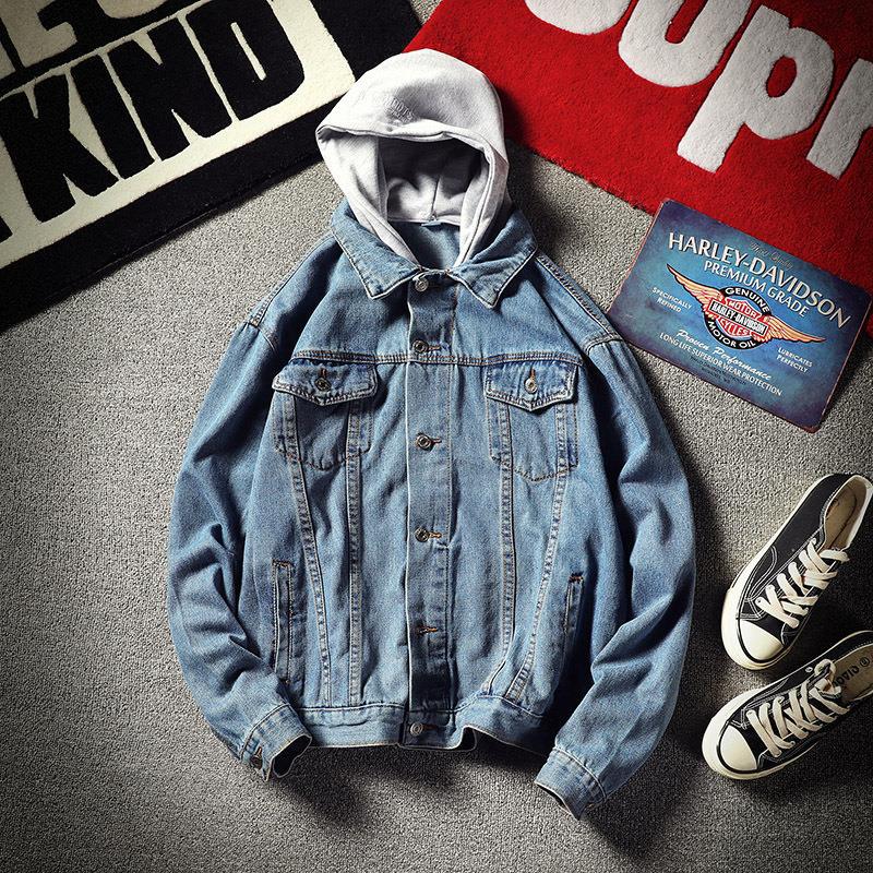 Generación chaqueta PRIMAVERA/otoño/invierno estilo coreano de moda estudiante nueva chaqueta de mezclilla suelta guapo chaqueta de los hombres con capucha