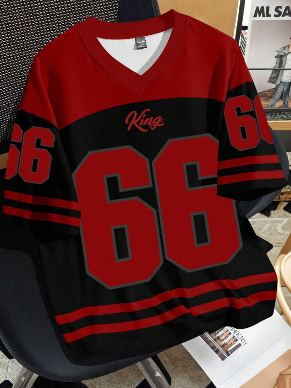 2025年クロスボーダーデジタルパターントレンドカジュアルシンプルスタイルファッションベーシックTシャツVネック半袖外国貿易|undefined