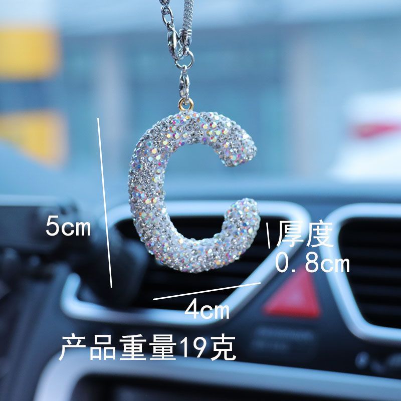 レターカーペンダント セラミック粘土 車のインテリアペンダント レディース ラインストーン 車のバックミラーペンダント ペンダント