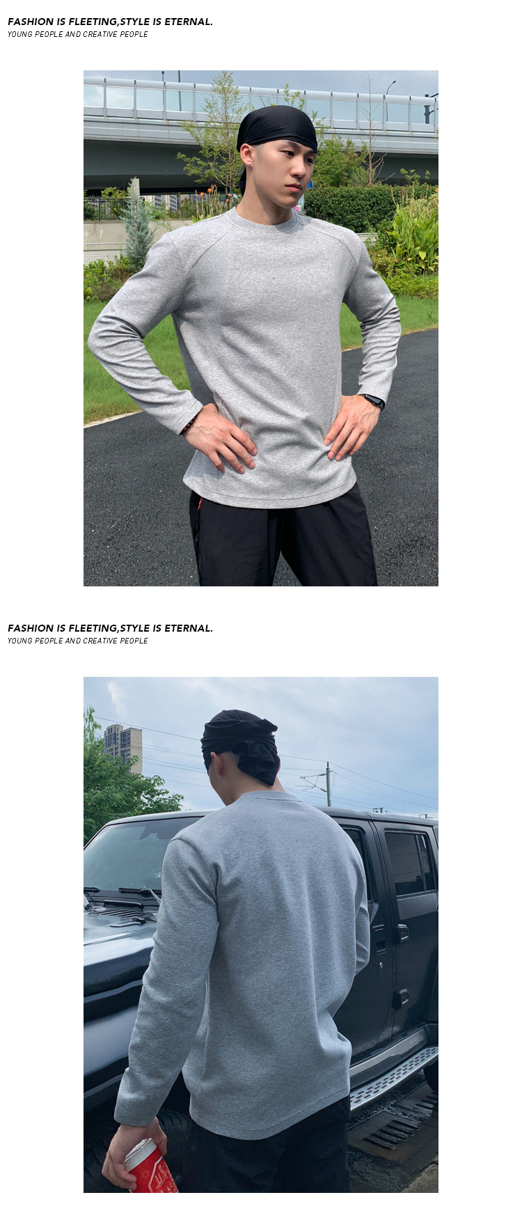 Heavyweight Cotton Long Sleeve T-shirt For Men Oversized Ribbed_voghion.com