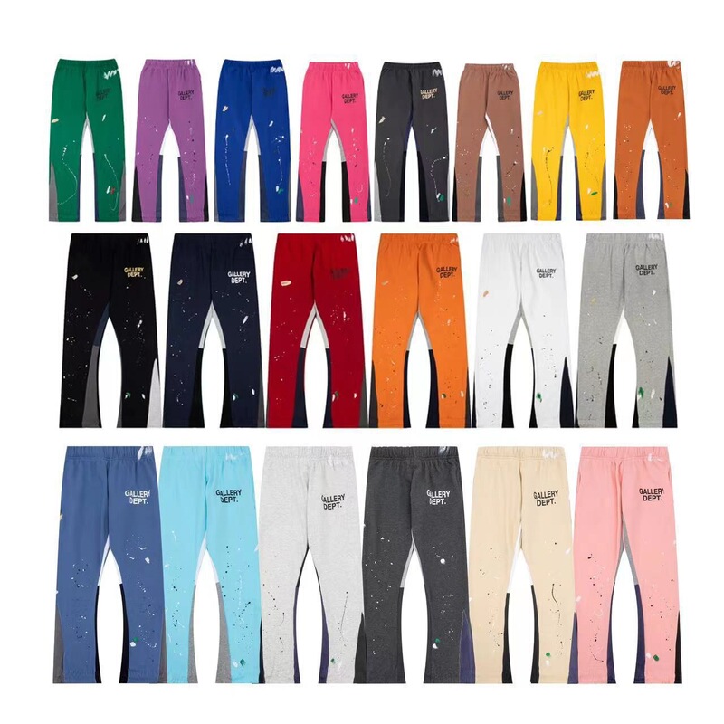 Correct Version of Gallery Dept Printed Patchwork Drawstring High Street Casual Sweatpants Slightly Flared Long Pants for Men and Women Y2K