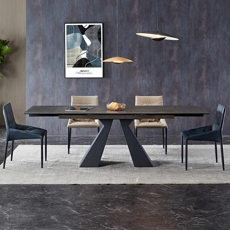 Italian Imported Slate Dining Table Retractable Multi-Functional Bright Dining Table and Chairs Modern Simple Light Luxury Home Small Apartment Network
