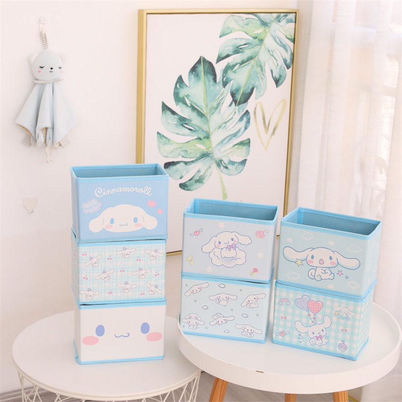 Big-Eared Dog Cinnamon Dog Foldableable Desktop Remote Control Data Cable Storage Box Stationery Storage Miscellaneous Organization Box