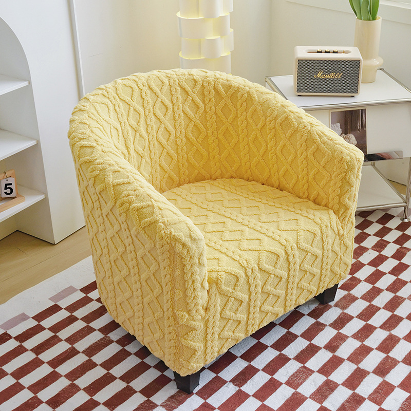 Anti-Scratch Half-Round Armchair All-Season Universal, Non-Slip Chair Cover, Comfortable And Warm Sofa Cover_voghion.com