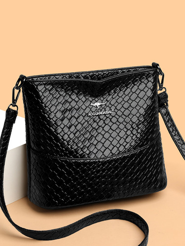 Cross-border new trendy minimalist bucket bag fashion woven new fashion retro patchwork shoulder crossbody bag for women