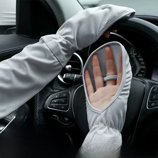 Plus Size Horseshoe Sleeves Ice Silk Ice Sleeve Gloves Women's Driving Sun Protection Sleeves Loose Breathable Arm Guards Uv Protection Outdoor