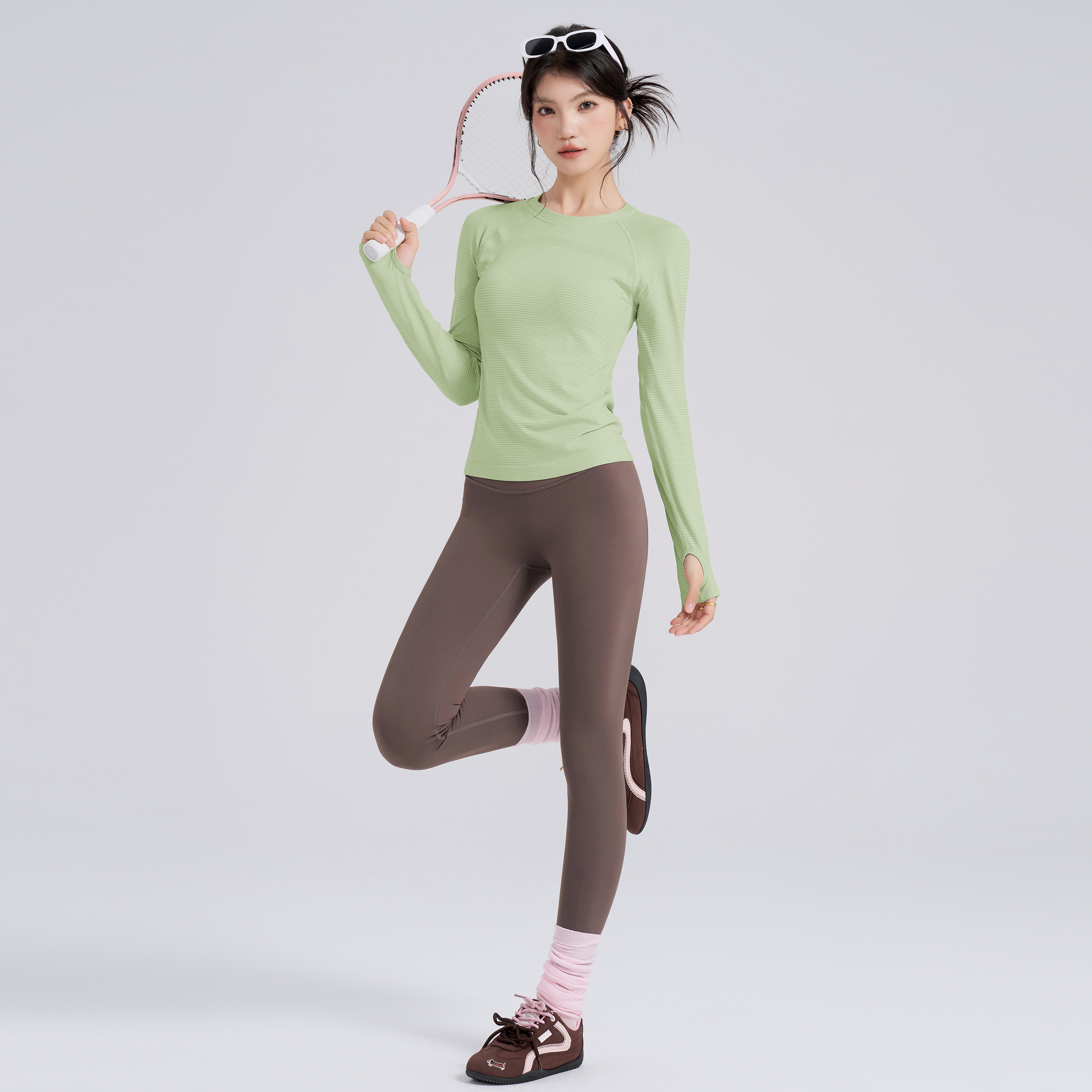 Autumn and Winter Sports Long-Sleeved Women's Quick-Drying Yoga Clothing T-Shirt Running Pilates Training Round Neck Versatile Fitness Training Clothing