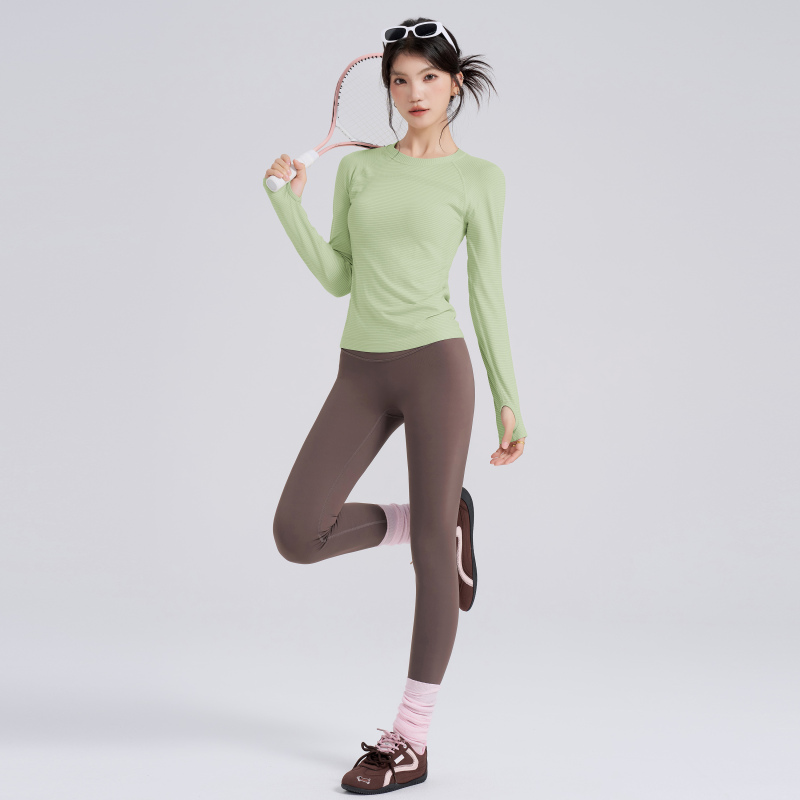 Autumn and Winter Sports Long-Sleeved Women's Quick-Drying Yoga Clothing T-Shirt Running Pilates Training Round Neck Versatile Fitness Training Clothing Autumn and Winter Sports Long-Sleeved Women's Quick-Drying Yoga Clothing T-Shirt Running Pilates Training Round Neck Versatile Fitness Training Clothing