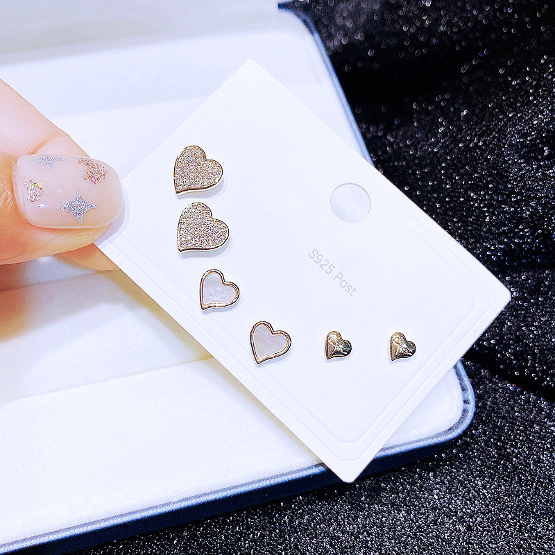 Womenu0027S Fashion Heart Copper Shell Earrings Micro Inlay Heart Metal Copper Earrings