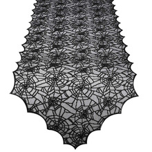 万圣节桌旗蜘蛛网桌旗家庭餐桌装饰桌旗外贸款式万圣节桌旗黑色布