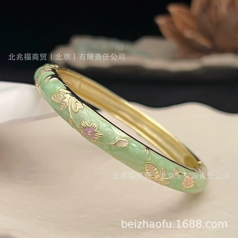 Браслет Cloisonné Flower (сплав), эмаль, этнический стиль, диаметр 6 см