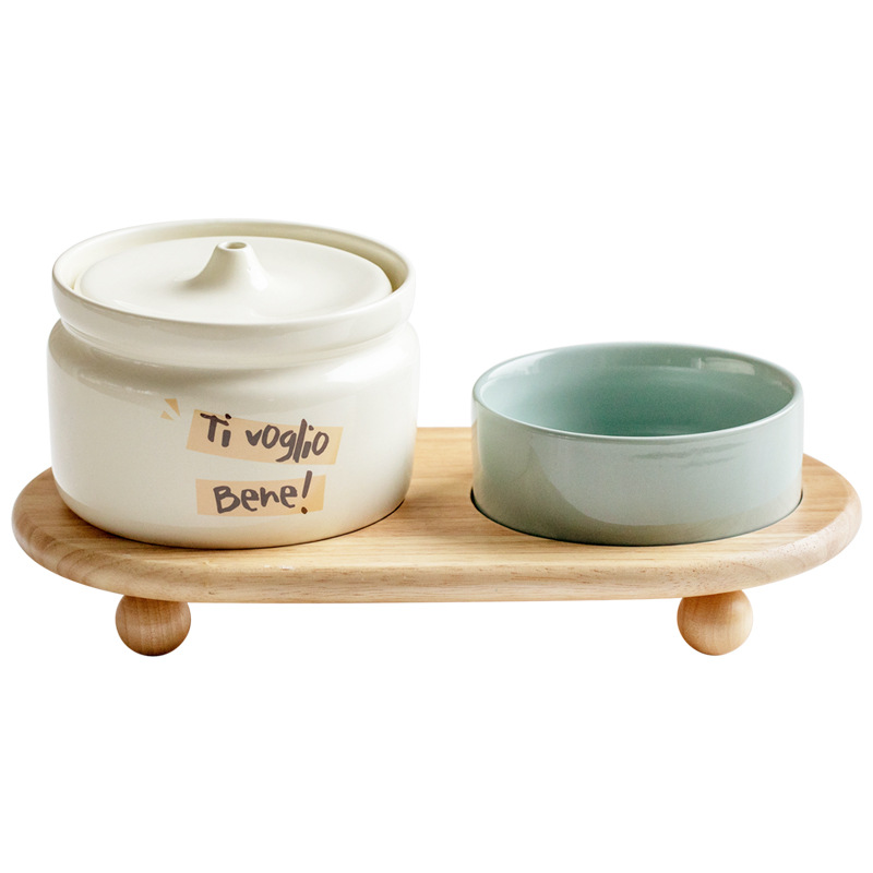 Gato de cerámica dispensador de agua de filtro de circulación automática perro mudo vivo agua de alimentación dispensador de agua doble Tazón Suministros Para Mascotas