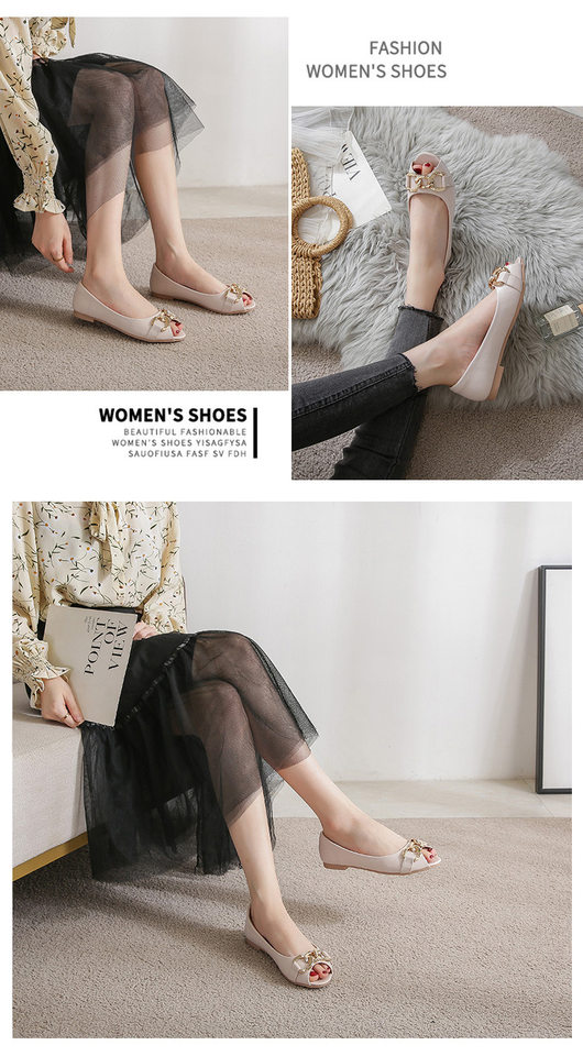 Giày bệt nữ mũi nhọn hở mũi kiểu miệng cá, đế bệt gót thấp 1–3 cm, dễ mang — Màu mơ, Màu đen chi tiết 17