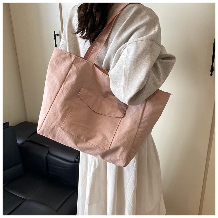 Cross-border laid-back style nylon bag for women 2025 new casual large-capacity shopping handbag, simple and lightweight single-shoulder bag undefined