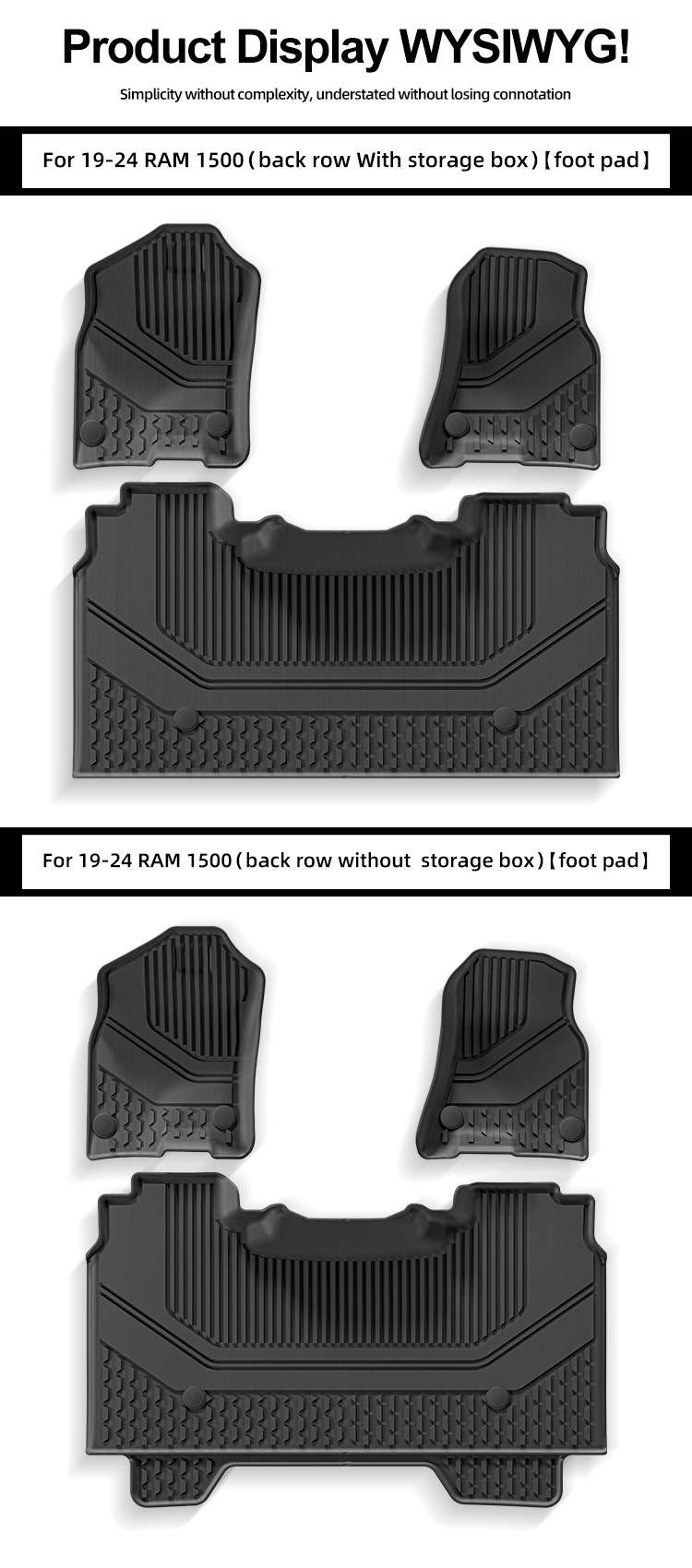 Waterproof TPE Car Floor Mats for Dodge RAM 1500 2019-2024