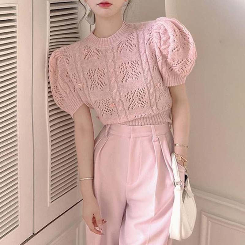 Title 6, Womens Summer Wear Single Pink Knitwear Short ...