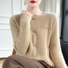 秋冬软糯产圆领正品纯羊毛衫女士宽松拼色内搭毛衣打底衫羊绒毛衣