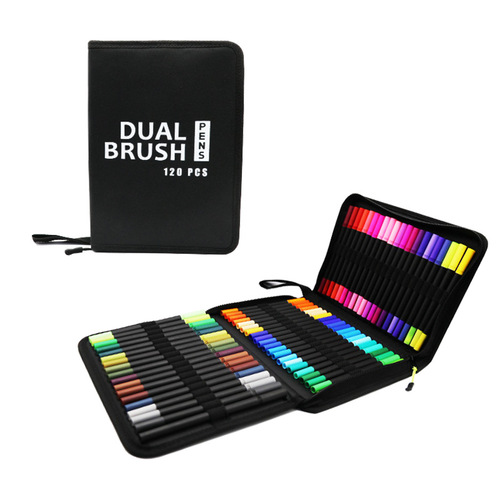 120-color dual-tip watercolor bag Oxford bag CD case colorful Christmas painting outlining doodle fine-line markers