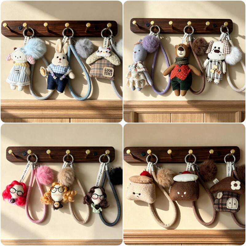 High-end cute fur ball cartoon animal pendant sweet girl backpack phone chain wrist strap keychain charm High-end cute fur ball cartoon animal pendant sweet girl backpack phone chain wrist strap keychain charm