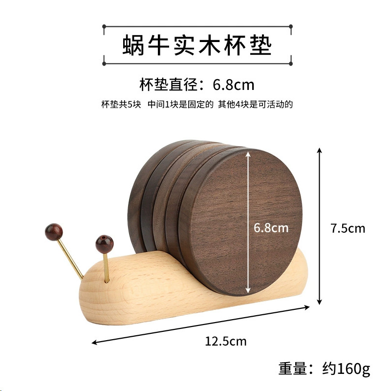 Negro nogal Caracol de dibujos animados descompresión creativa taza de té decoración estera de aislamiento taza de café de la montaña al por mayor
