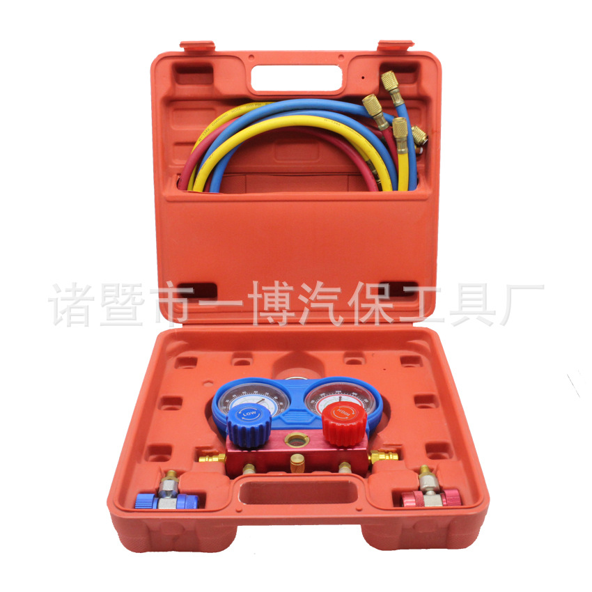 汽车空调加氟表双表工具套装冰种雪种压力表加液打压R134a冷媒阀