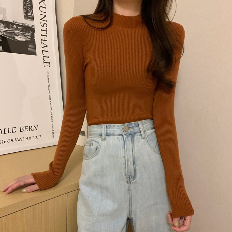半高领内搭毛衣女打底衫秋冬2022新款百搭洋气修身贴身长袖针织衫 pic 23