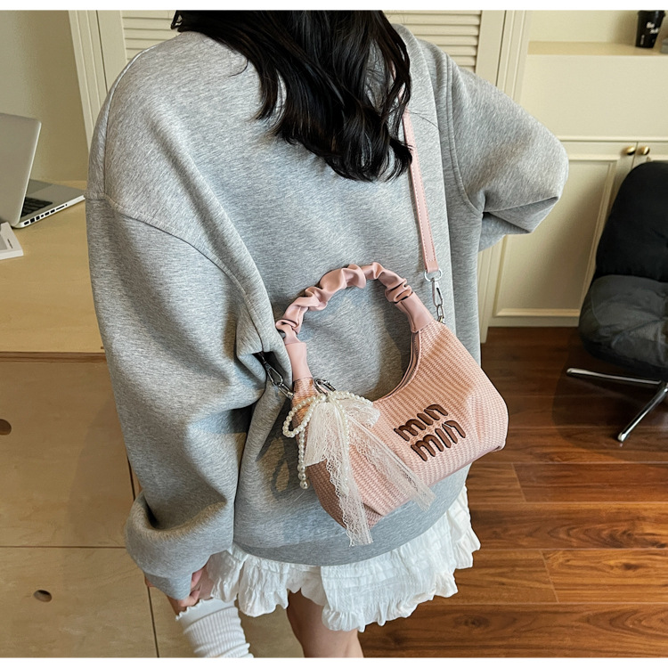 2025 Pleated handbag for Women's summer, a new niche design, trendy and fashionable, versatile woven single-shoulder crossbody bag undefined
