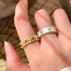 金色滴釉十字架戒指女轻奢高级感叠戴食指戒2025新款绝美个性手饰