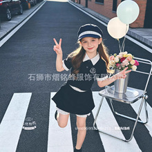2026年春夏新品韩版运动中大童帅气夏季新款纯棉POIO衫两件套装