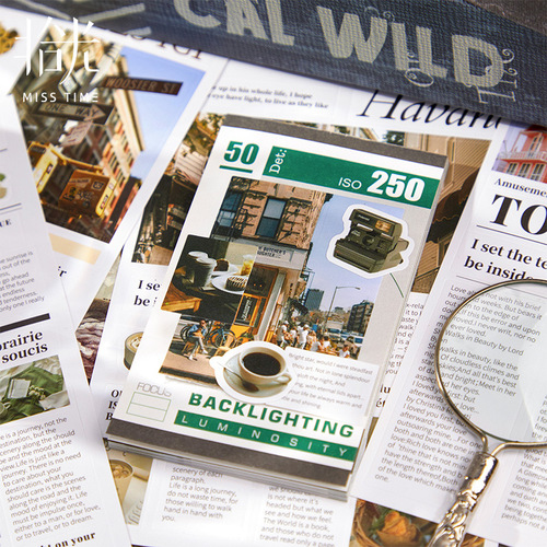 Shi Guang Art Magazine Notebook Sticker, Magazine INS Style Notebook Collage Material Paper Background Paper Base Sticker Pack