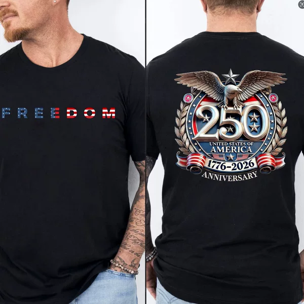 2026 Cross-Border Amazon New Men's Round Neck T-Shirt American Anniversary Eagle 250 Fashion Printed Men's Top