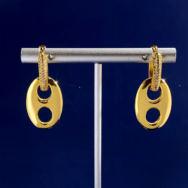 Orecchini a lobo naso di maiale metallizzati lucidi moda_voghion.com
