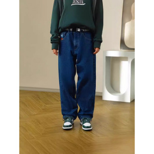 Cross-Border E-Commerce Pocket Elephant City Embroidery Loose Street Sports Casual Denim Couple Skateboard Pants Cotton