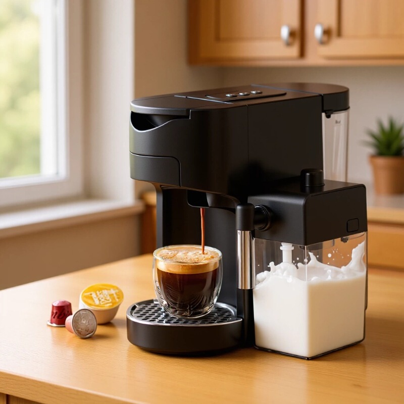 Foreign Trade Multifunctional Capsule Coffee Machine with Milk Frother, All-In-One Coffee Capsule Compatible with Espresso Machines
