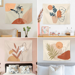 Ins Simple Abstract Painting Hanging Cloth Photo Tapestry Dormitory Bedroom Bedside Decoration Cloth Popular Wall Layout Wall Cloth
