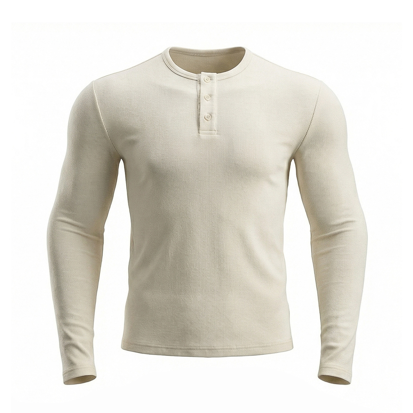 2026 ropa de hombre transfronteriza ajustado henry camiseta de manga larga ligera botón casual camiseta de cuello redondo de hombre