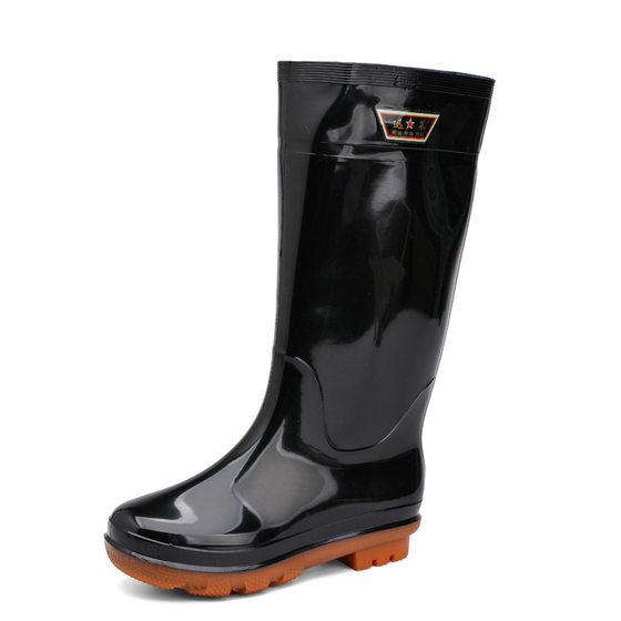 High-top rain boots men's high-top fleece-lined non-slip construction site labor protection shoes low-top construction site water shoes adult rain boots wholesale
