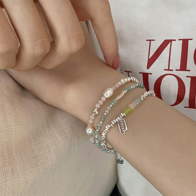 Niche Design Crystal Pearl Silver Bracelet Women's Retro Personalized Simple All-match Elegant Fashion Bracelet