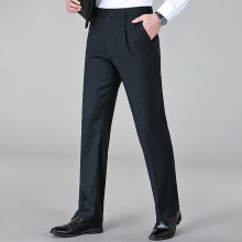 百搭羊毛西裤男2025秋冬厚款高端商务垂感免烫中年有折直筒休闲裤