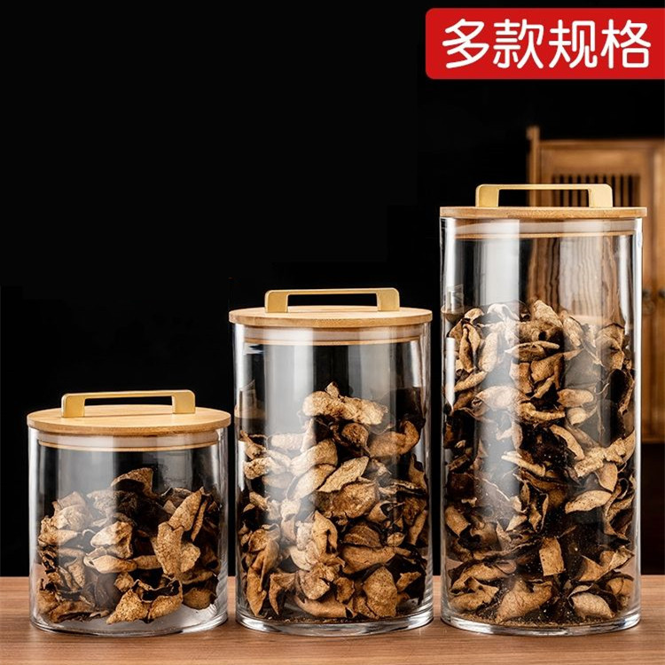 Fabricante personalizado de gran capacidad de tanque de sellado tanque de té transparente de bambú cubierta de madera tanque de sellado de alta borosilicina tanque de almacenamiento de vidrio