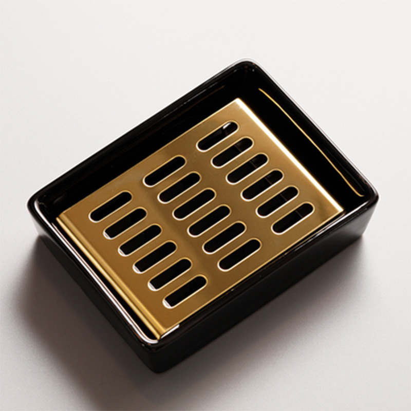 304 plato de jabón de acero inoxidable caja de jabón de drenaje del hogar Baño creativo rectangular bandeja de jabón de cerámica Baño