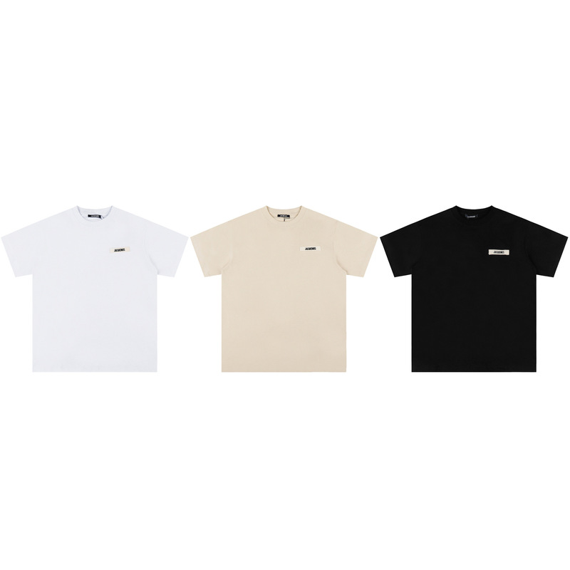 French Luxury Brand Jacquemus Micro-Logo Round-Neck Short-Sleeve T-Shirt, Loose Fit, Versatile, Casual, Unisex French Luxury Brand Jacquemus Micro-Logo Round-Neck Short-Sleeve T-Shirt, Loose Fit, Versatile, Casual, Unisex
