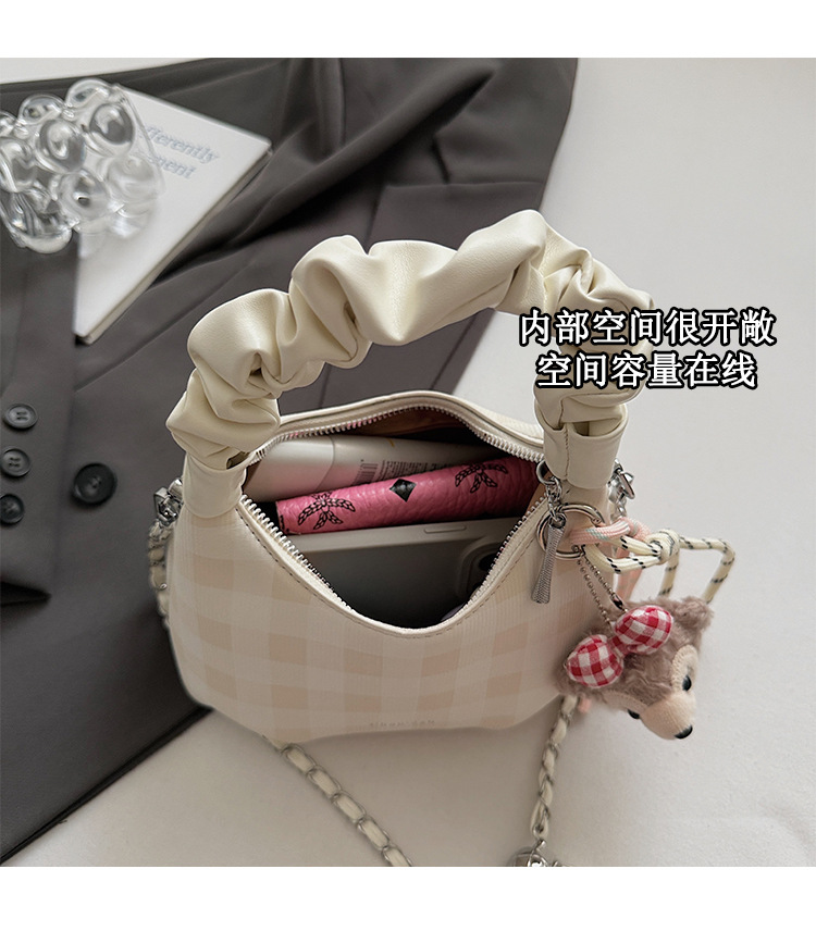 Sweet and cool style, trendy and unique cloud-shaped pleated handbag, a new summer fashion chain crossbody bag for women in 2025 undefined