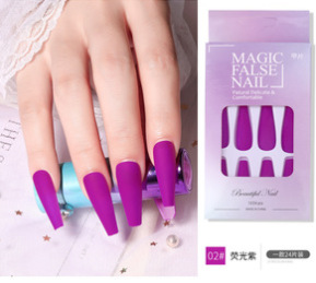 Nueva pieza de esmalte de uñas de desgaste de ballet largo luminoso transfronterizo terminado parche de uñas esmerilado pegamento jalea pieza de uñas falsas