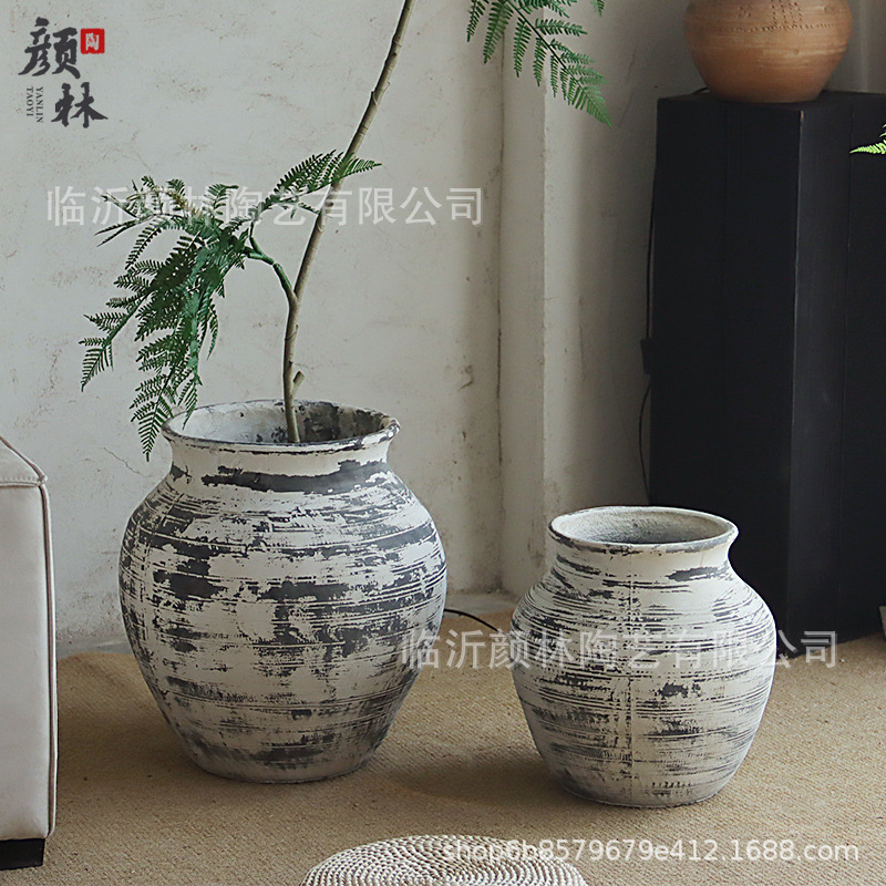 Hacer viejas macetas de cerámica de cemento en el hogar decoración de hoteles y centros comerciales de aterrizaje de grandes vasijas diseñadores de paisaje decoración