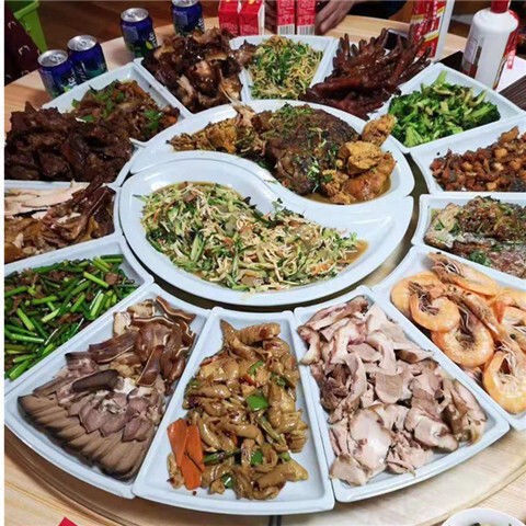 Melamine reunion dinner banquet family Round Table large platter set tableware combination plate plastic dish