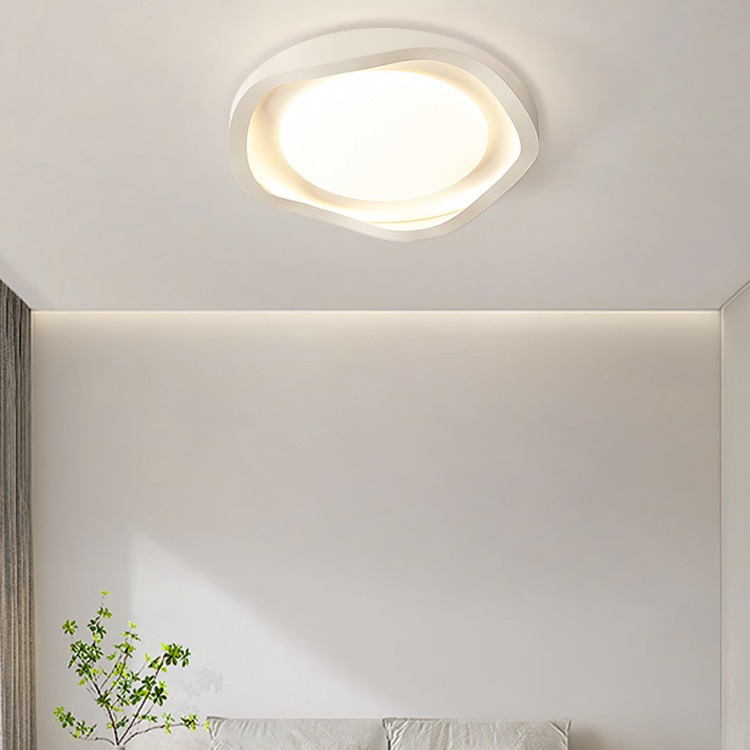 全光譜水波紋奶油風臥室吸頂燈現代簡約兒童房間護眼主臥書房燈具