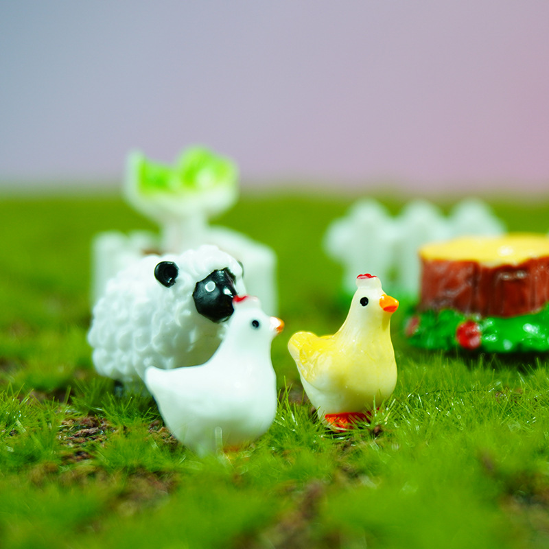 Decoración de micro paisaje de musgo, nuevo gallo, gallina, cerca, muelle de árbol, ZAKKA, decoración de resina de comestibles
