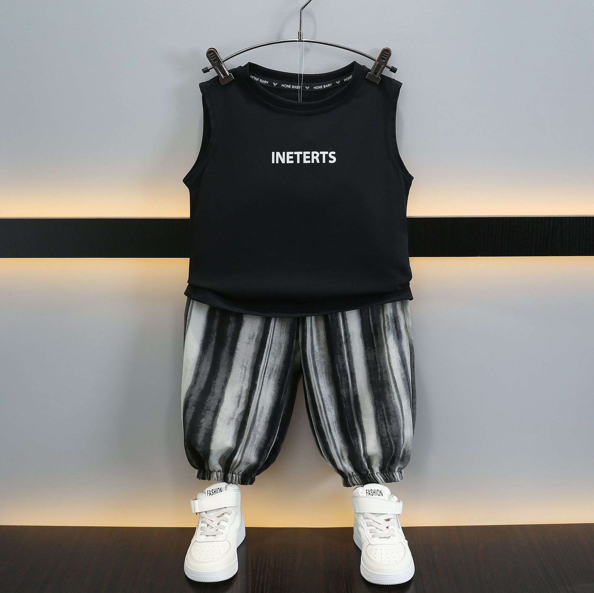 7362 traje de chaleco de punto para niños 2025 nueva ropa sin mangas de moda para bebés