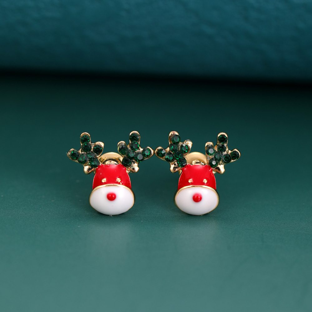 1 Pair Cute Santa Claus Bell Plating Alloy Ear Studs display picture 4